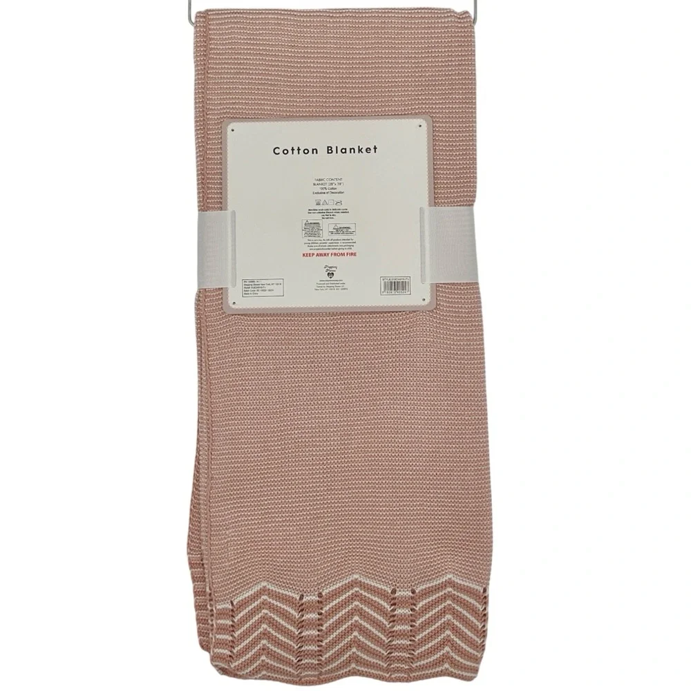 BONBINI Pink Natural Cotton Baby Blanket | Scalloped Edge | Baby Shower Gift